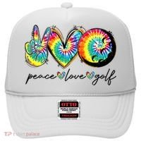Peace Love Golf Funny Tie Dye Golf Lovers Hat thumb 0