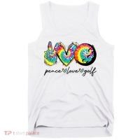 Peace Love Golf Funny Tie Dye Golf Lovers Tank Top thumb 0