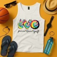 Peace Love Golf Funny Tie Dye Golf Lovers Tank Top thumb 4