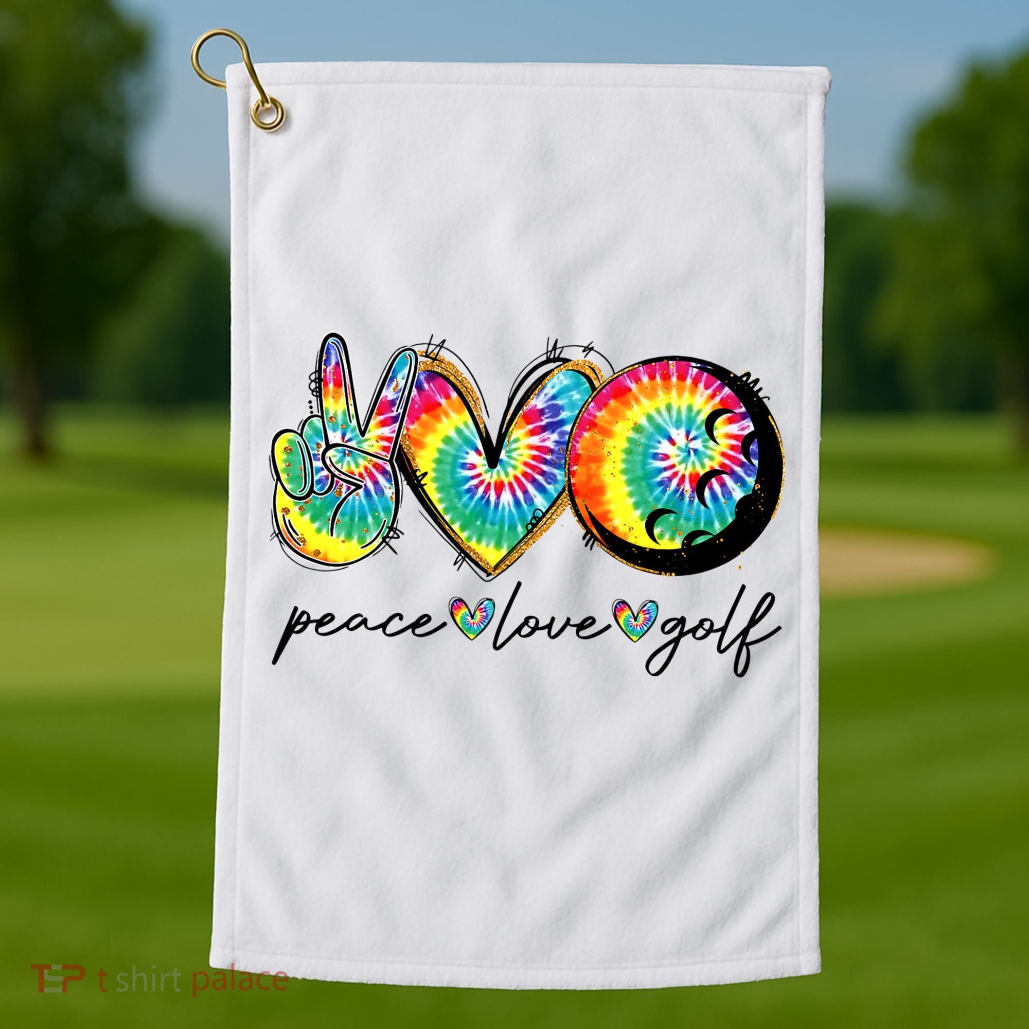 Peace Love Golf Funny Tie Dye Golf Lovers Golf Towel