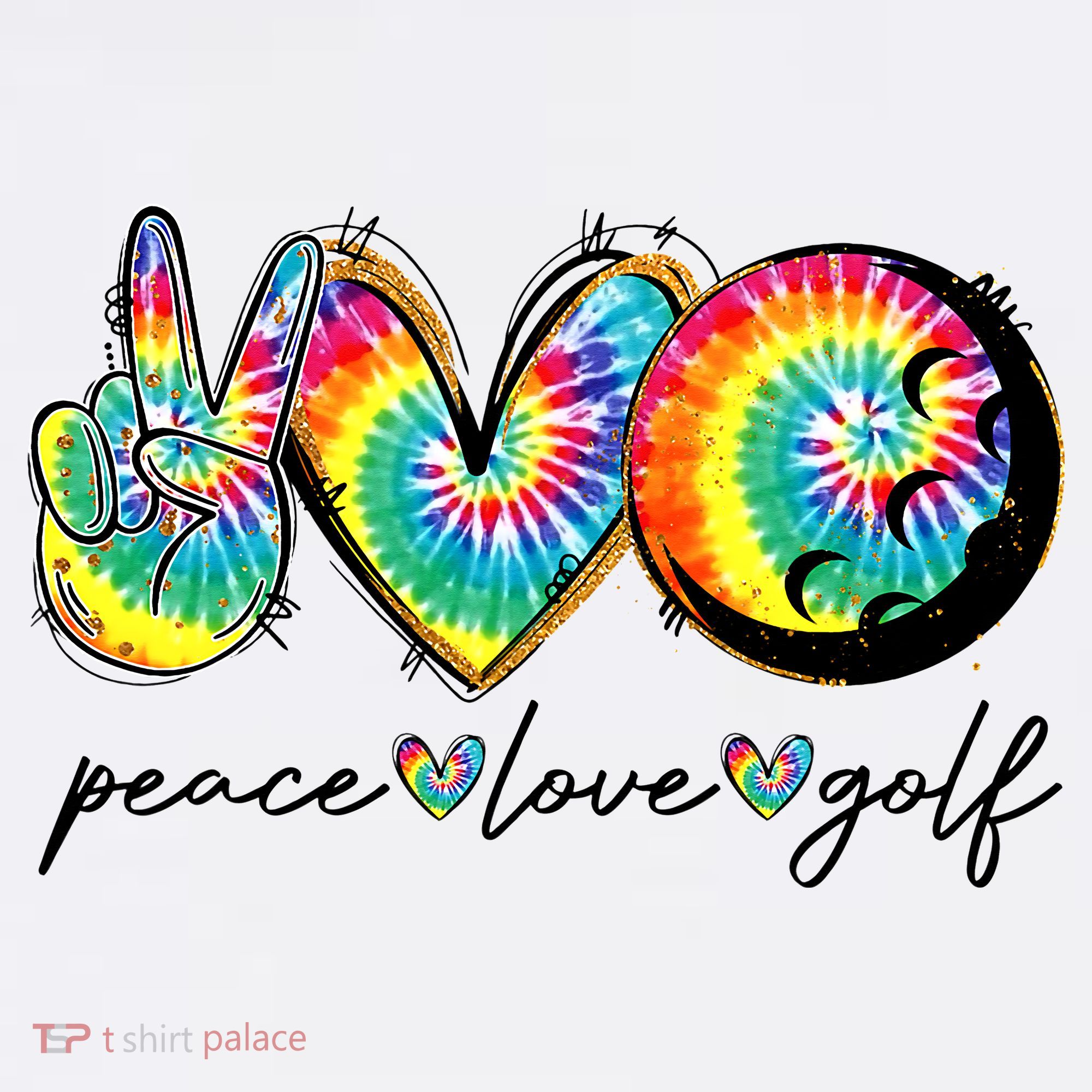 Peace Love Golf Funny Tie Dye Golf Lovers Women's Crop Top Tee