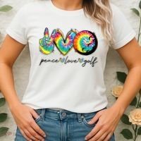 Peace Love Golf Funny Tie Dye Golf Lovers Women's T-Shirt thumb 2