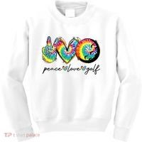 Peace Love Golf Funny Tie Dye Golf Lovers Kids Sweatshirt thumb 0