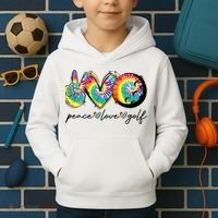 Peace Love Golf Funny Tie Dye Golf Lovers Kids Hoodie thumb 2