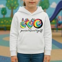 Peace Love Golf Funny Tie Dye Golf Lovers Kids Hoodie thumb 3