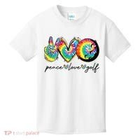 Peace Love Golf Funny Tie Dye Golf Lovers Kids T-Shirt thumb 0