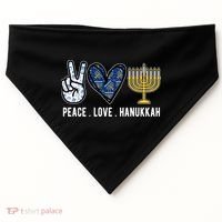 Peace Love Hanukkah Jewish Holiday Gift USA-Made Doggie Bandana thumb 0