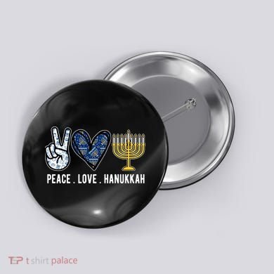 Peace Love Hanukkah Jewish Holiday Gift Button