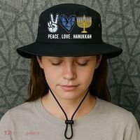 Peace Love Hanukkah Jewish Holiday Gift Bucket Hat thumb 3