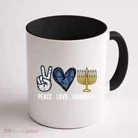 Peace Love Hanukkah Jewish Holiday Gift Coffee Mug thumb 1