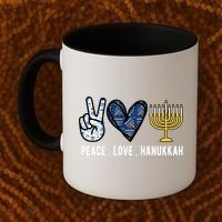 Peace Love Hanukkah Jewish Holiday Gift Coffee Mug thumb 2