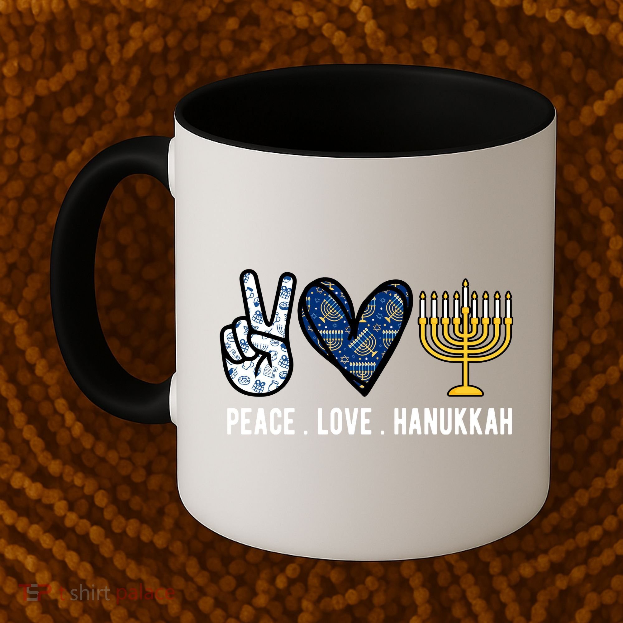 Peace Love Hanukkah Jewish Holiday Gift Coffee Mug