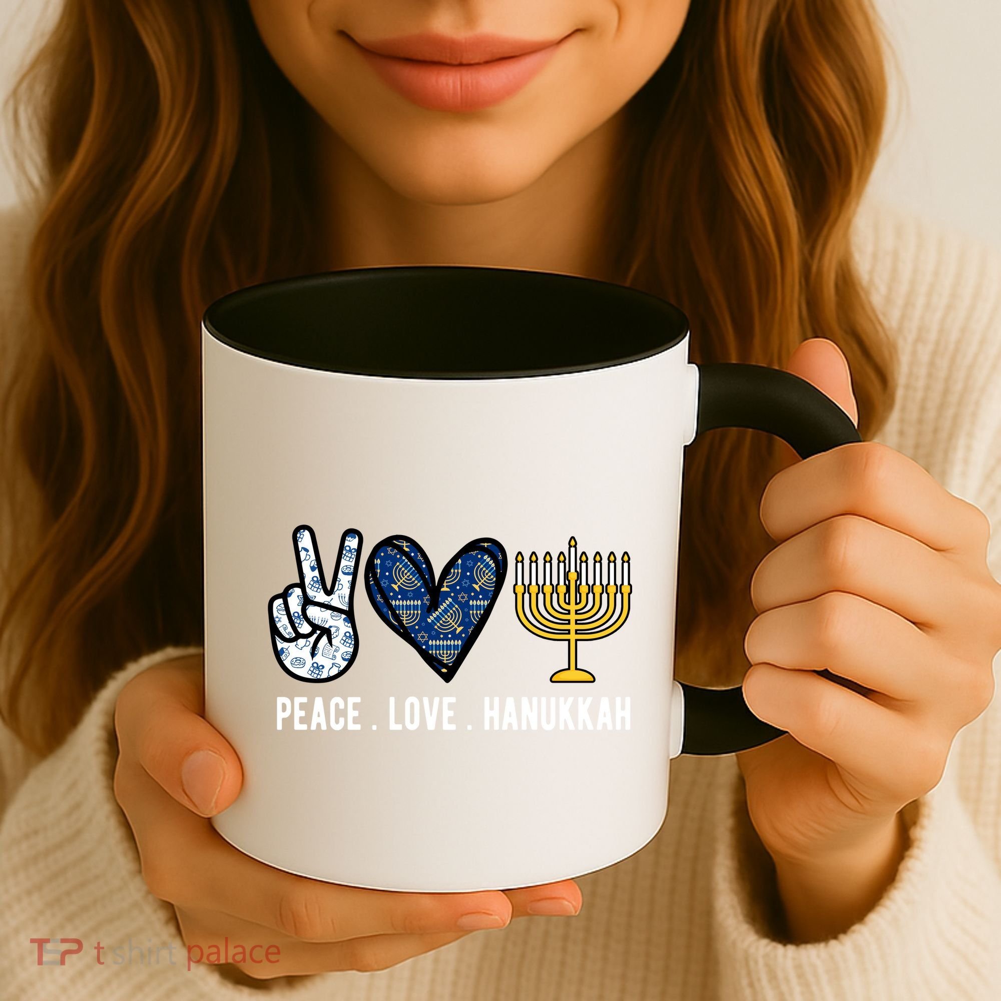 Peace Love Hanukkah Jewish Holiday Gift Coffee Mug