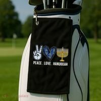 Peace Love Hanukkah Jewish Holiday Gift Golf Towel thumb 2