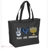 Peace Love Hanukkah Jewish Holiday Gift Tote Bag thumb 2
