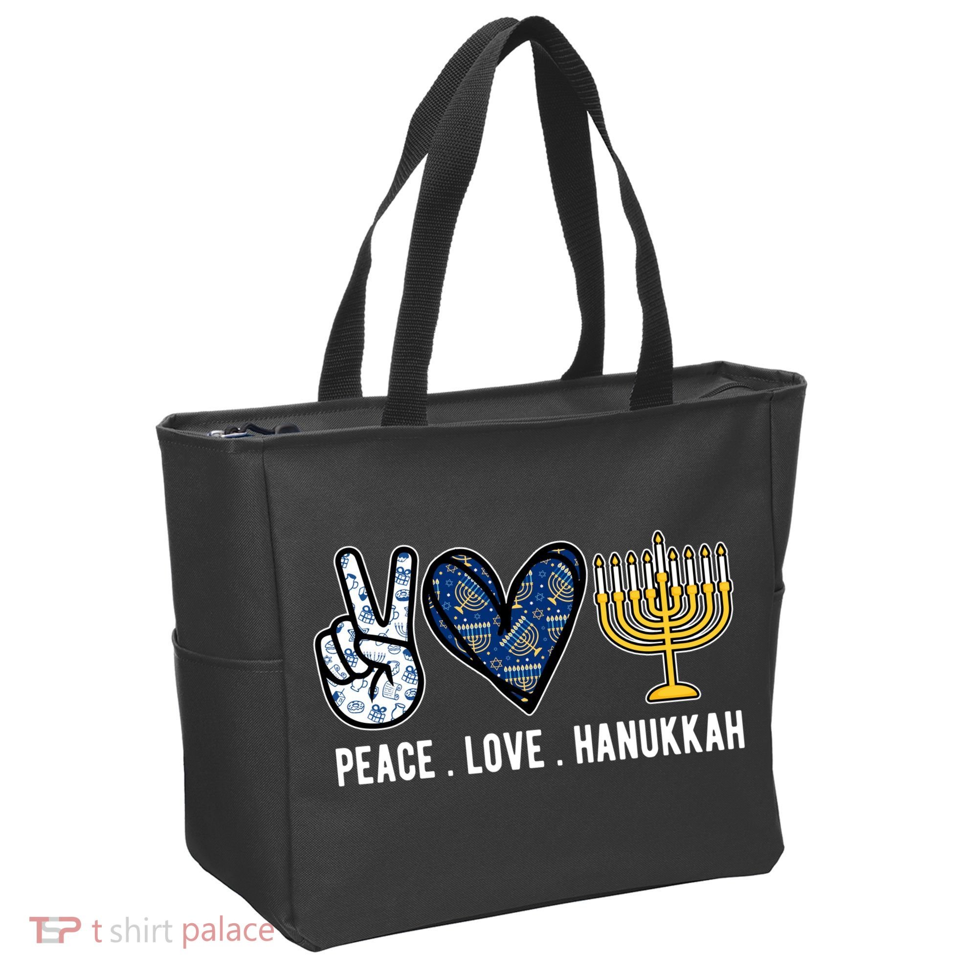 Peace Love Hanukkah Jewish Holiday Gift Tote Bag