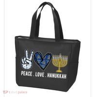 Peace Love Hanukkah Jewish Holiday Gift Tote Bag thumb 3