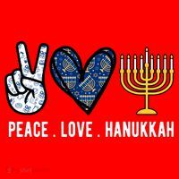 Peace Love Hanukkah Jewish Holiday Gift Santa Hat thumb 1