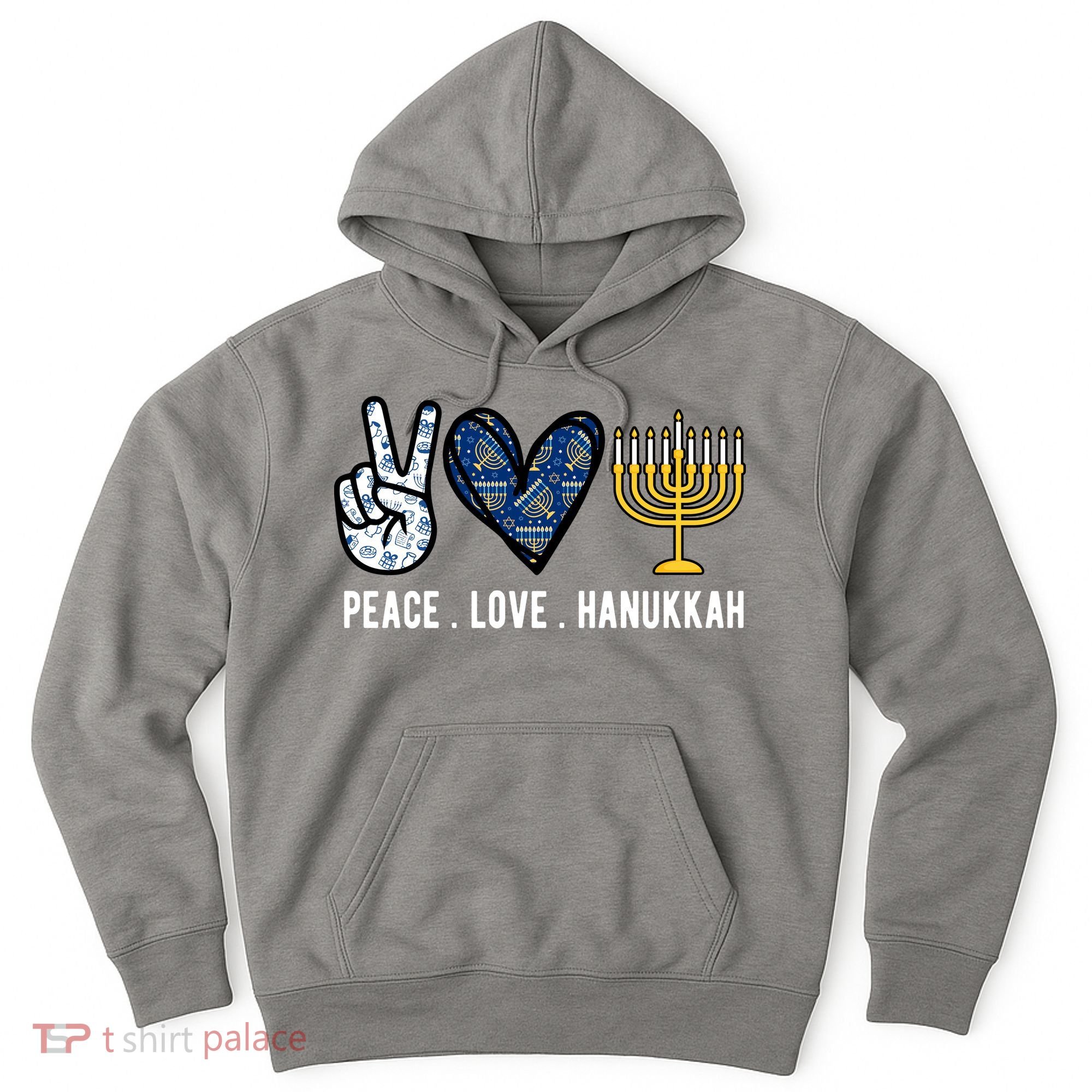 Peace Love Hanukkah Jewish Holiday Gift Hoodie