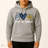 Peace Love Hanukkah Jewish Holiday Gift Hoodie thumb 2