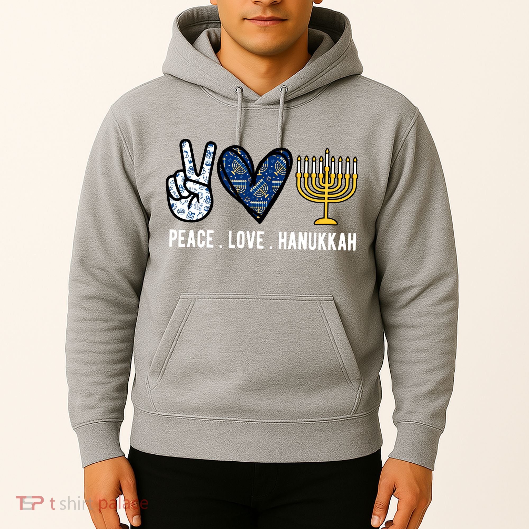 Peace Love Hanukkah Jewish Holiday Gift Hoodie