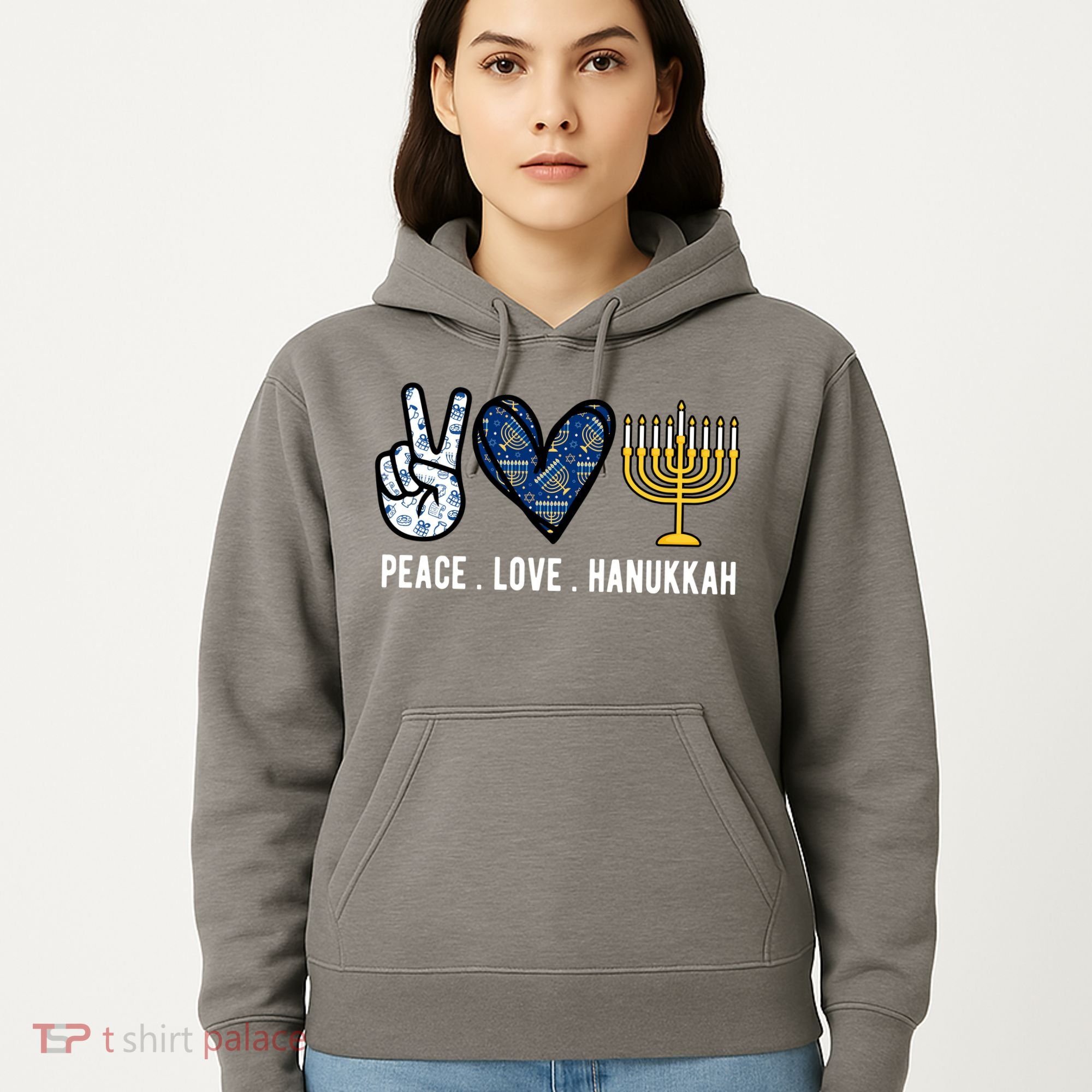 Peace Love Hanukkah Jewish Holiday Gift Hoodie