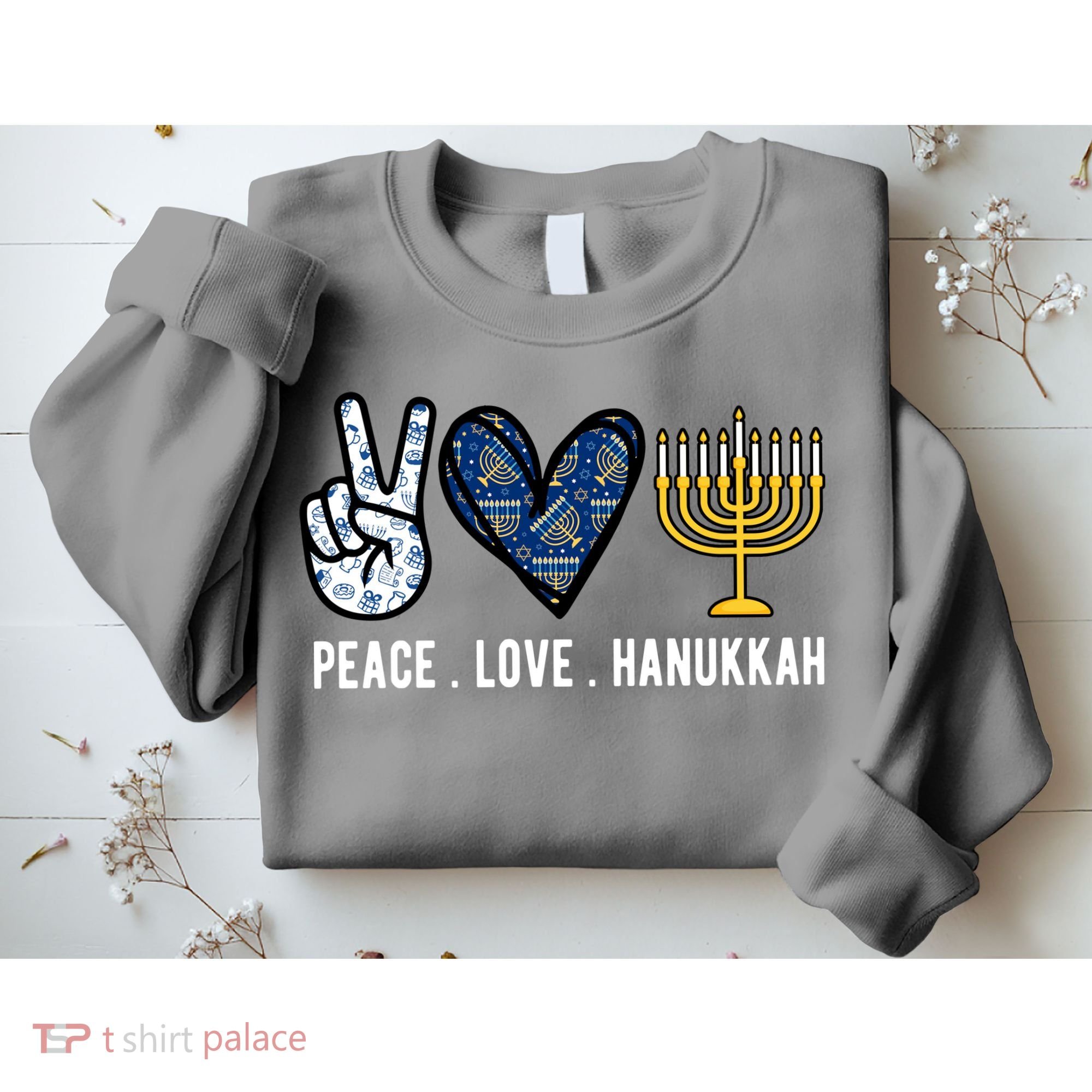 Peace Love Hanukkah Jewish Holiday Gift Sweatshirt