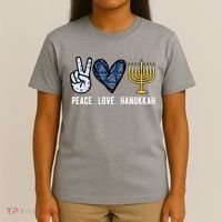Peace Love Hanukkah Jewish Holiday Gift T-Shirt thumb 4