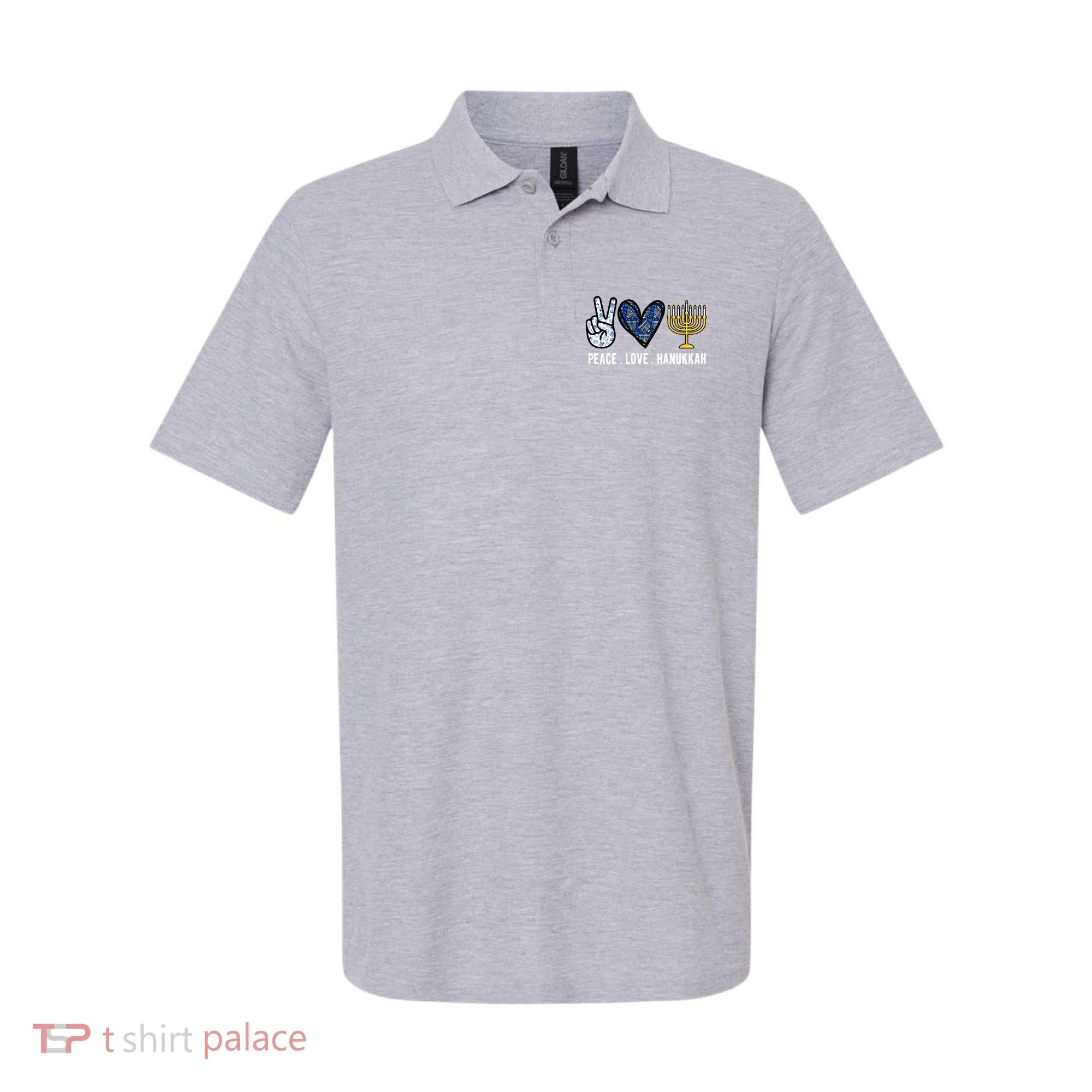 Peace Love Hanukkah Jewish Holiday Gift Polo