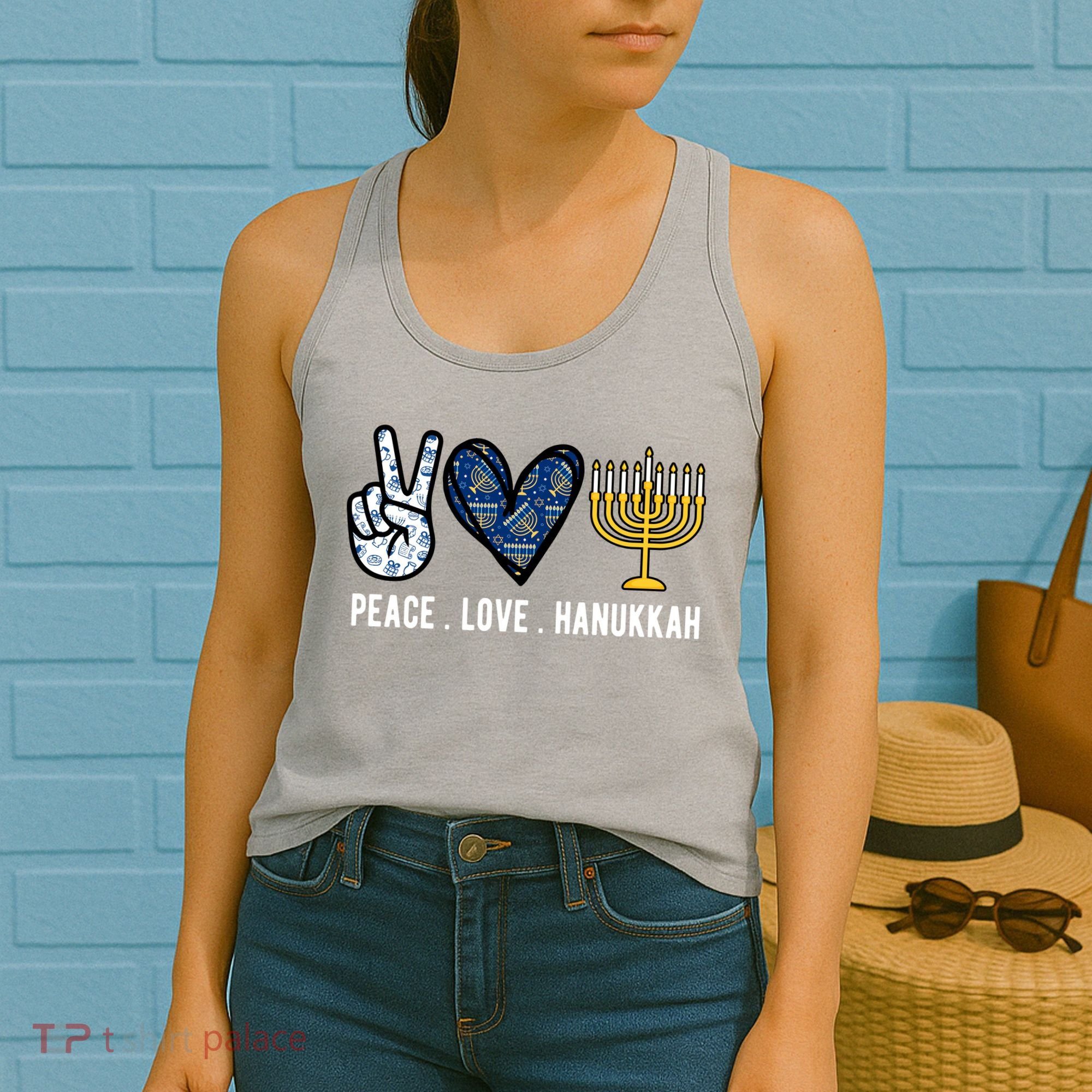 Peace Love Hanukkah Jewish Holiday Gift Women's Tank Top