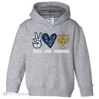 Peace Love Hanukkah Jewish Holiday Gift Toddler Hoodie thumb 0