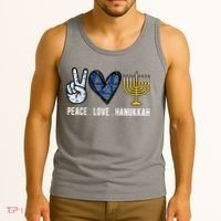 Peace Love Hanukkah Jewish Holiday Gift Tank Top thumb 3