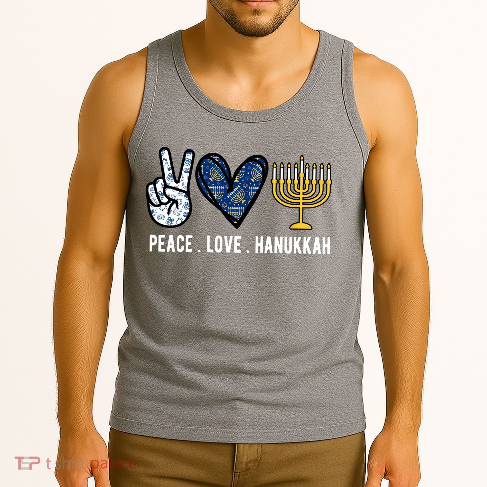 Peace Love Hanukkah Jewish Holiday Gift Tank Top