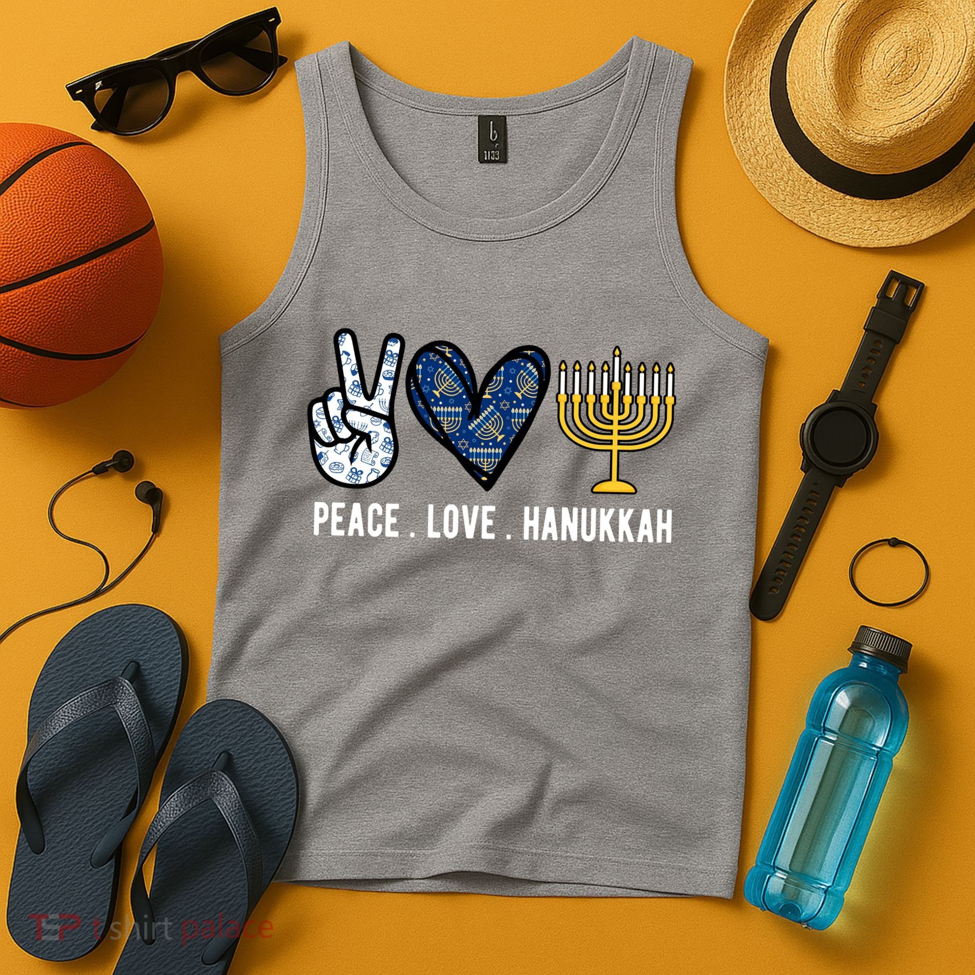 Peace Love Hanukkah Jewish Holiday Gift Tank Top