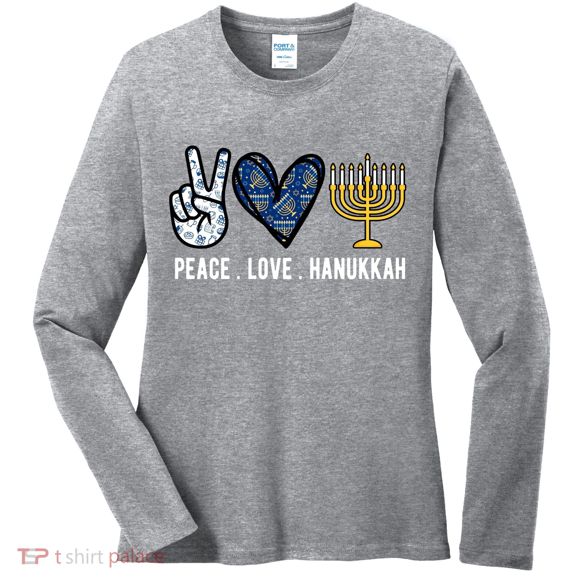 Peace Love Hanukkah Jewish Holiday Gift Women's Long Sleeve Shirt