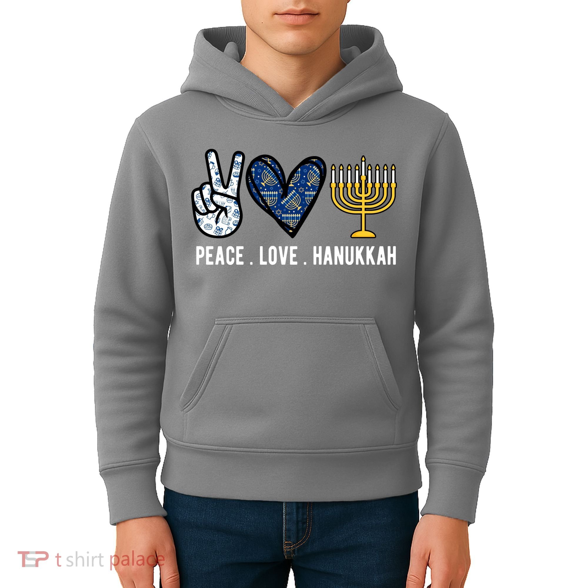Peace Love Hanukkah Jewish Holiday Gift Kids Hoodie