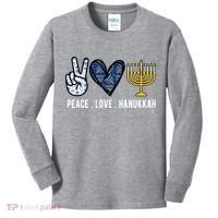 Peace Love Hanukkah Jewish Holiday Gift Kids Long Sleeve Shirt thumb 0