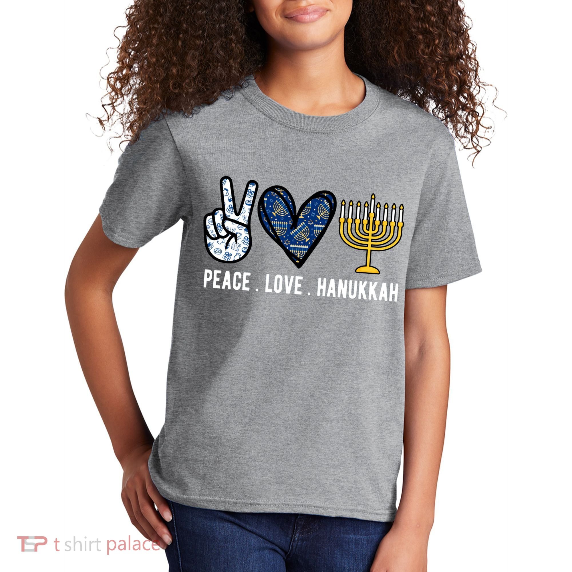 Peace Love Hanukkah Jewish Holiday Gift Kids T-Shirt