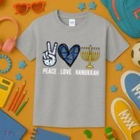 Peace Love Hanukkah Jewish Holiday Gift Kids T-Shirt thumb 3