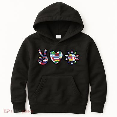 Peace Love Hispanic Heritage Month Kids Hoodie