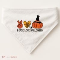 Peace Love Halloween USA-Made Doggie Bandana thumb 0