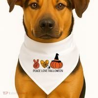 Peace Love Halloween USA-Made Doggie Bandana thumb 1