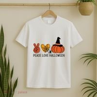 Peace Love Halloween T-Shirt thumb 2
