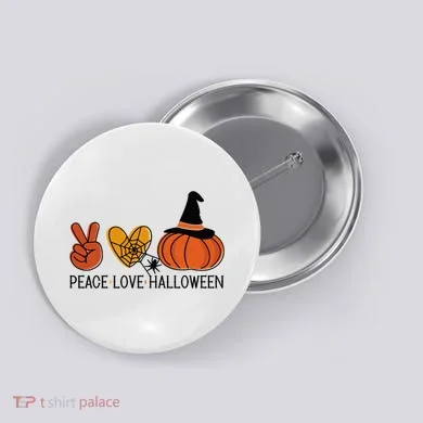 Peace Love Halloween Button