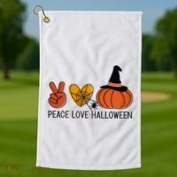 Peace Love Halloween Golf Towel thumb 1