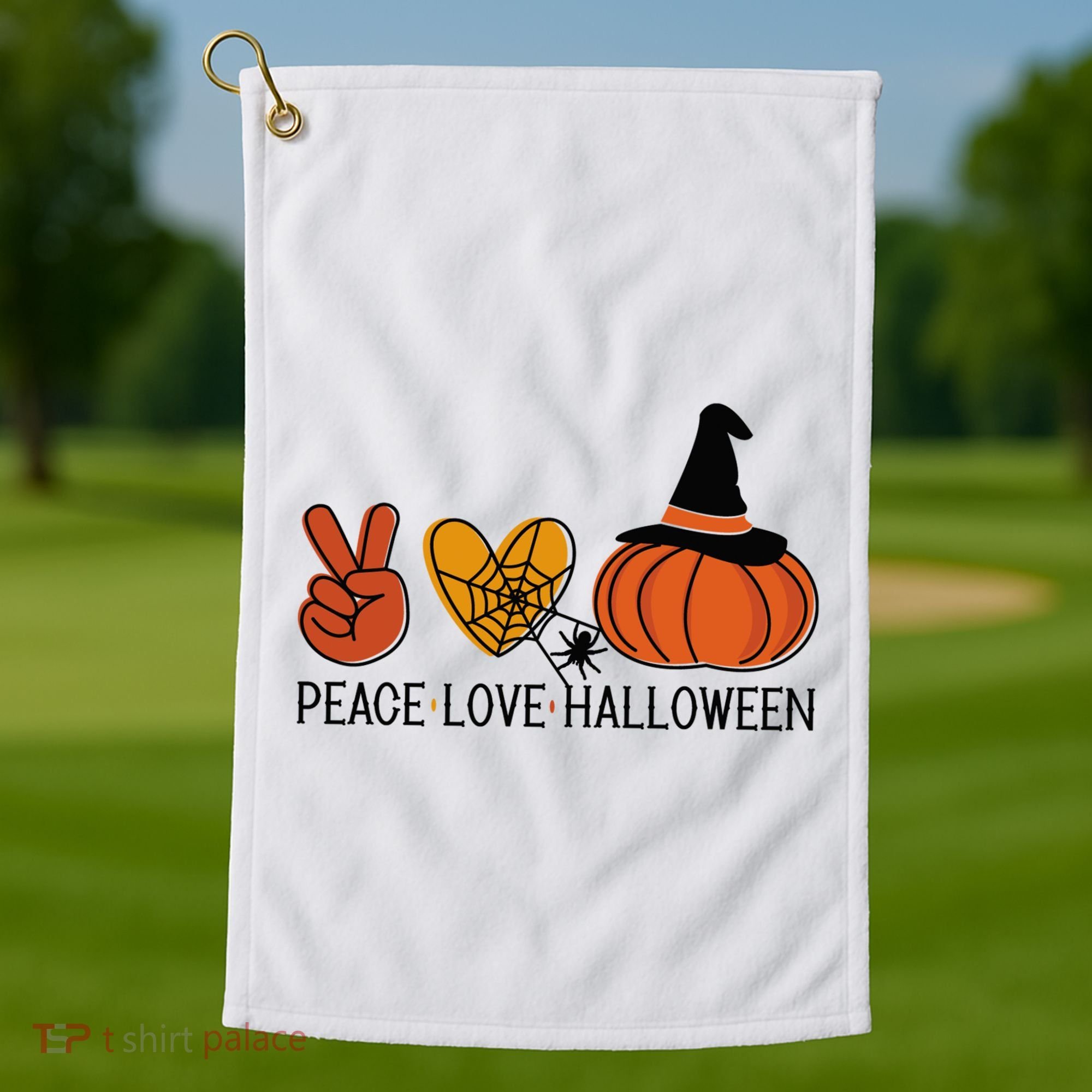 Peace Love Halloween Golf Towel