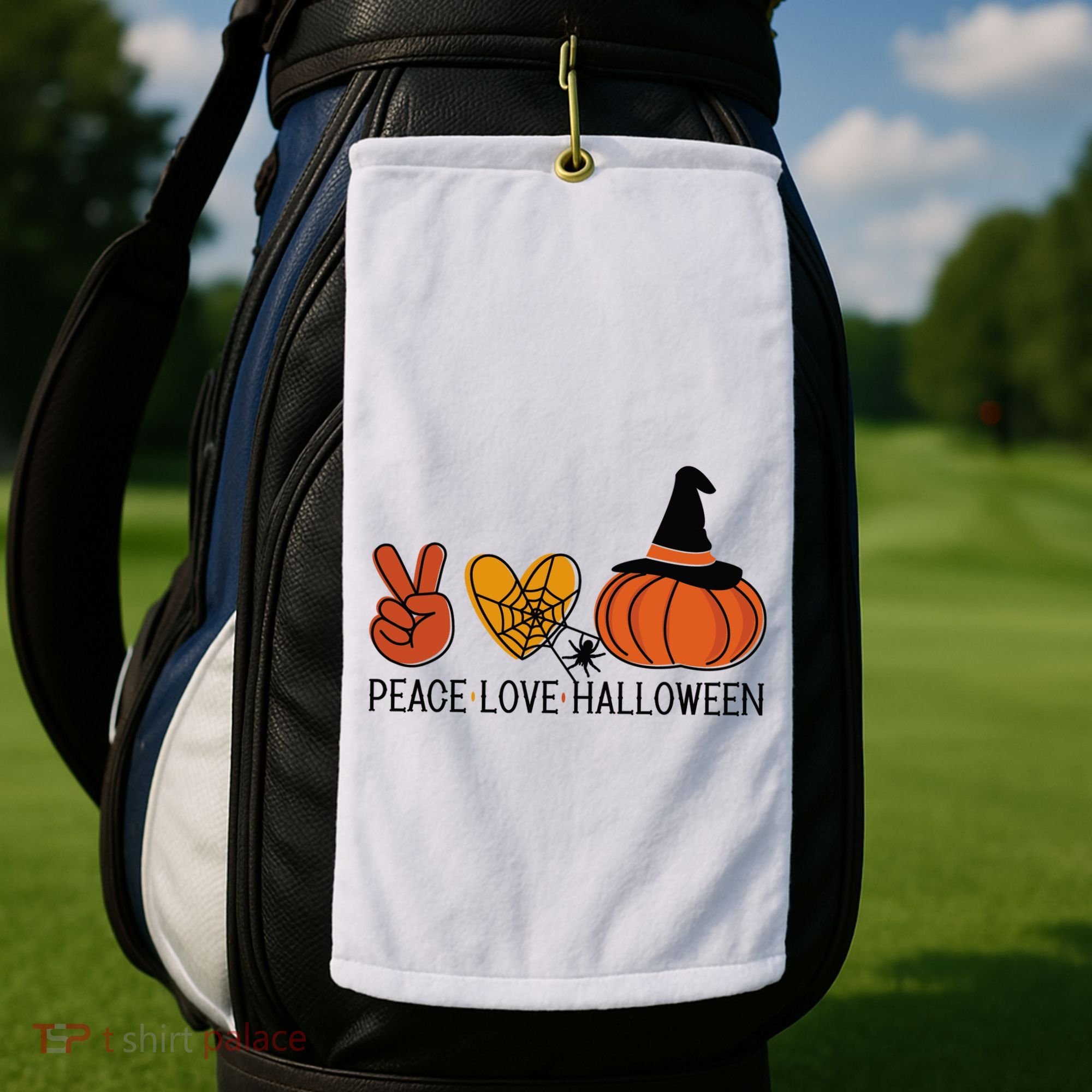 Peace Love Halloween Golf Towel