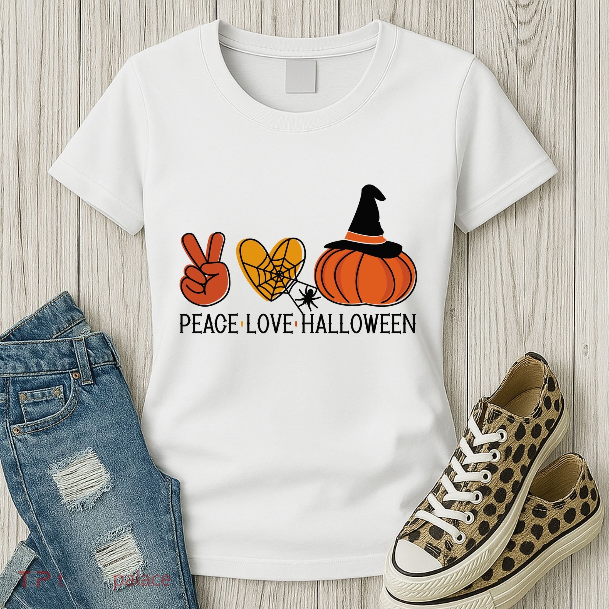 Peace Love Halloween Women's T-Shirt