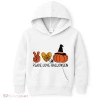 Peace Love Halloween Kids Hoodie thumb 0