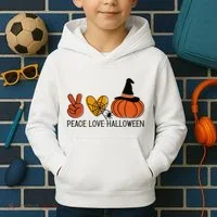 Peace Love Halloween Kids Hoodie thumb 2